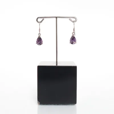Earrings (Silver, Purple) Silver