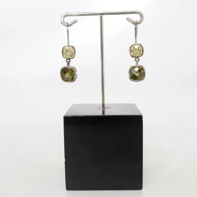 Boucles d'oreilles (Vert, Argent) Argent