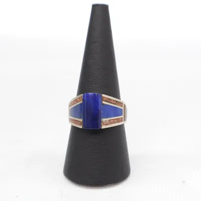 Ring (Sølv, Blå, Brun) Sølv