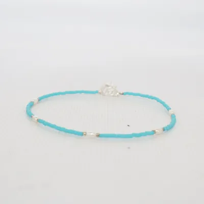 Enkelbandje (Turquoise, Zilver) van Bijou Brigitte Zilver