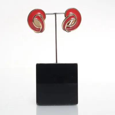 Clips-örhängen (Röd, Guldfärgad) Okänd metall