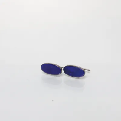 Manschettknappar (Blå, Silverfärgad) Silver