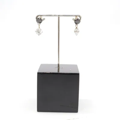 Boucles d'oreilles (Argent, Noir, Transparent) Argent