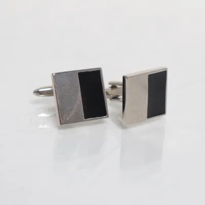 Manchetknapper (Sølv, Sort) Ukendt metal