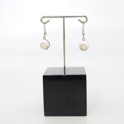 Earrings (White, Silver, Brown) Silver