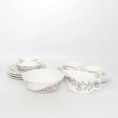 Ensemble de vaisselle (Aquilegia Vulgaris Apoteksbolaget 20 år Rörstrand) de Gustavsberg Benporslin