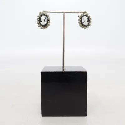 Earrings (Black, White, Gold) Unknown metal