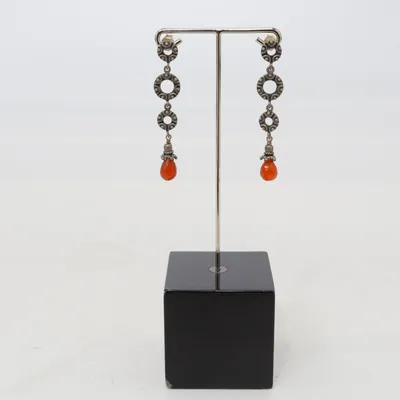 Earrings (Silver, Red) from India Silver