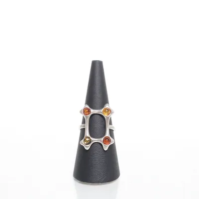 Ring (Silverfärgad, Flerfärgad, Grön, Gul, Röd, Brun) Silver
