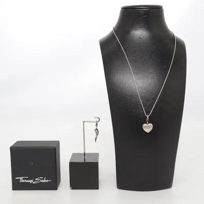 Collier (Medaillon Herz charm Anhänger und Flügel Anhänger) de Thomas Sabo Argent