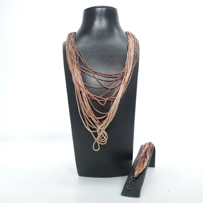 Sieradenset (Beige, Goud, Bruin) Zilver