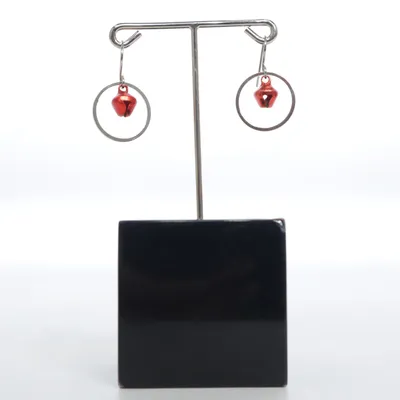 Earrings (Silver, Red) Unknown metal