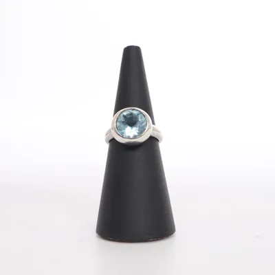 Ring (Silverfärgad, Blå) Silver, Okänd metall