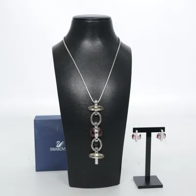 Jewelry set (Silver, Beige) from Swarovski Unknown metal
