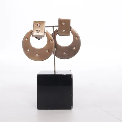 Clips-örhängen (Silverfärgad, Beige) Okänd metall