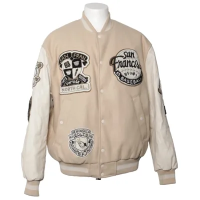Collegejacka (Beige, Vit) från H&M Polyester, Polyuretan