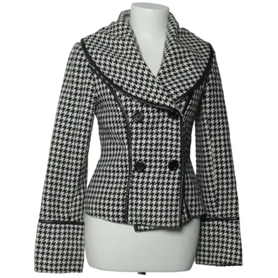 Coat (Black, White) from Mystic Polyester, Wool