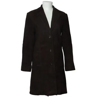 Ledermantel (Braun) von Worn Polyester, Wildleder