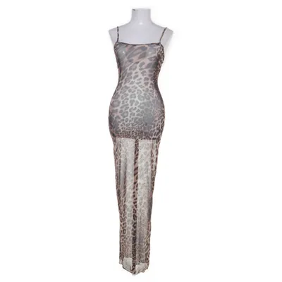 Maxikjole (Brun, Flerfarvet) fra White Fox Elastan, Polyester
