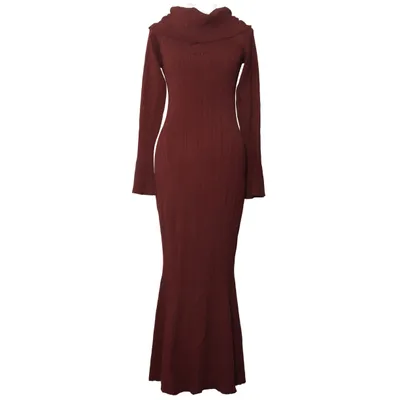 Robe à col roulé (Marron) de Adoore Élasthane, Polyamide, Viscose
