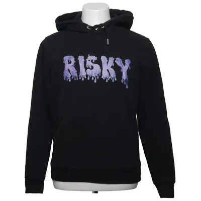 Huvtröja (Svart, Lila) från Risky Bomull, Återvunnen polyester