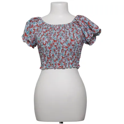 Crop top (White, Red, Turquoise) from Defox Cotton, Polyamide