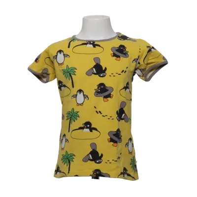 T-shirt (Geel, Zwart, Groen) van Småfolk Elastaan, Organisch katoen