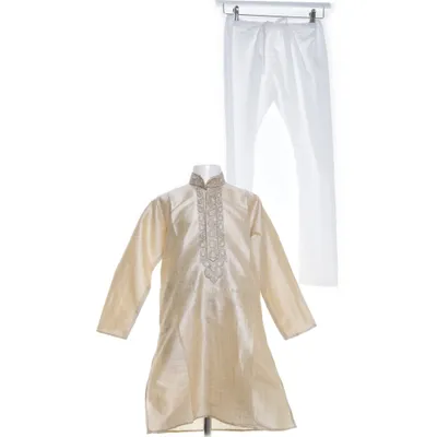 Folk costume (Beige, White) from Desi Sarees