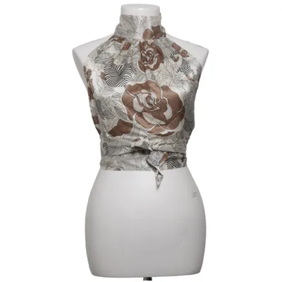 Halter neck top (Beige, Brown) Silk