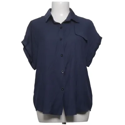Short sleeve shirt (Blue) from Romwe Polyester, Viscose