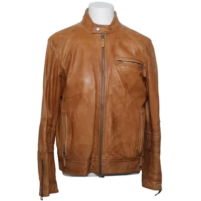 Leren jack (Bruin) van Mustang Jeans Katoen, Leer, Polyester