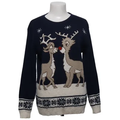 Weihnachtspullover (Blau, Weiß, Mehrfarbig) von Club L Acryl, Baumwolle