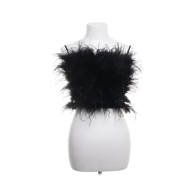 Crop top (Zwart) van Shoeby x Monica Geuze Elastaan, Veer, Polyester