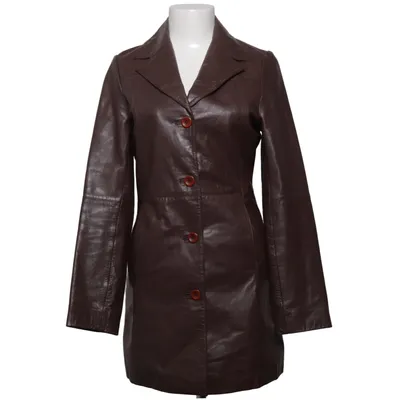 Læderfrakke (Brun) fra JP Collection Læder, Polyester