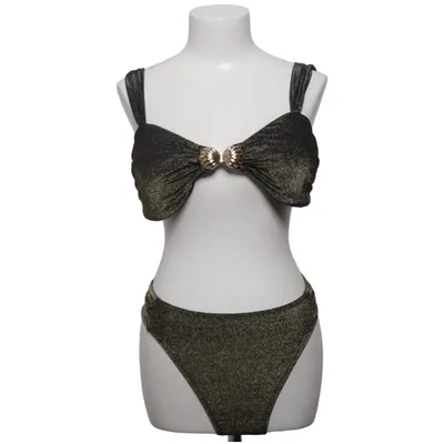 Bikini (Noir, Or) de Cupshe Élasthane, Fibre métallique, Polyamide, Polyester