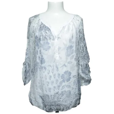 Blouse (White, Blue, Gray) from Blossun Elastane, Silk, Viscose