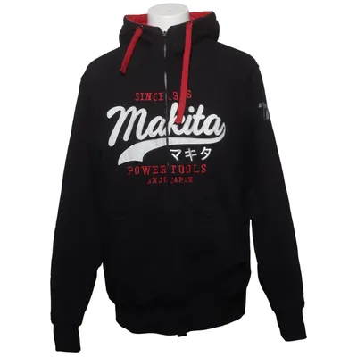 Hoodie (Black, Red) from Makita Cotton, Polyester