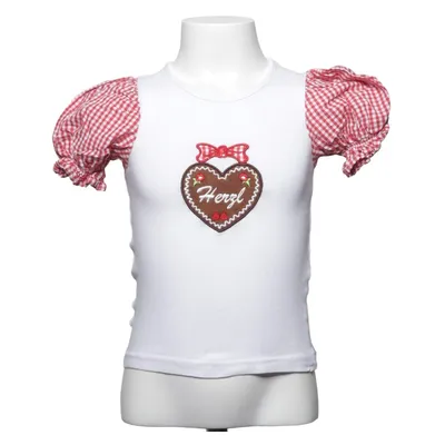 Dirndl blouse (Wit, Rood) van Isar Trachten Katoen, Elastaan