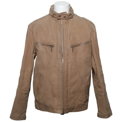 Jacket (Beige) from Big L Cotton, Leather, Polyester