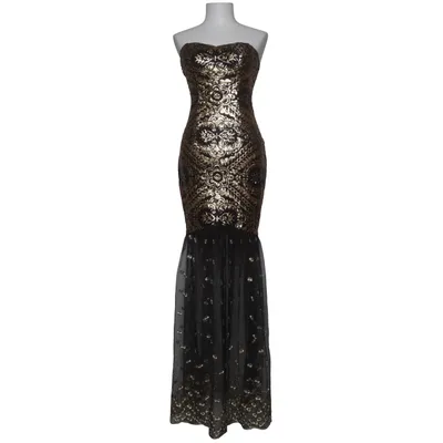 Evening gown (Black, Gold) Elastane, Polyester