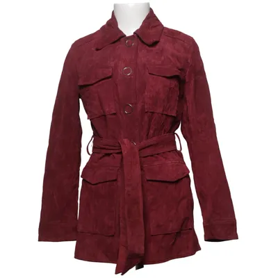 Leather coat (Red) from Mango Leather, Polyester
