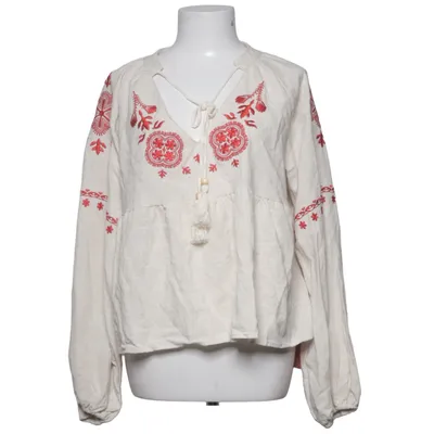 Bluse (Beige, Rød) fra Shein Linned, Viscose
