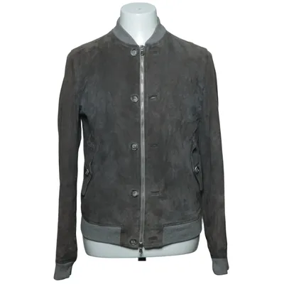 Bomber jacket (Gray) from Daniele Alessandrini Acetate, Cotton, Leather, Viscose