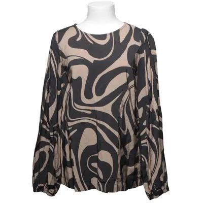 Bluse (Beige, Sort) fra Freequent Polyester, Viscose