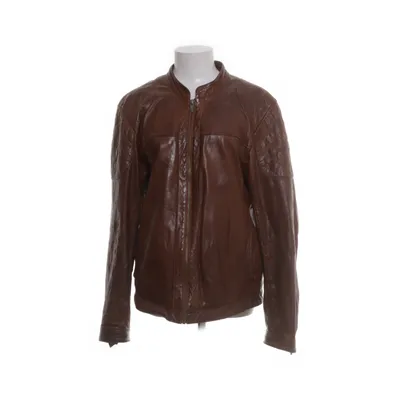 Leather jacket (Brown) from Manguun Cotton, Polyester, Leather