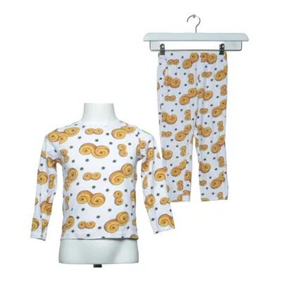 Pyjama (Wit, Geel, Zwart) van Contrast Katoen