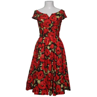 Jurk (Zwart, Rood) van Miss Elinor Katoen