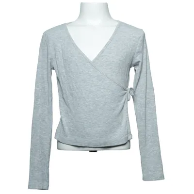 Wrap blouse (Gray) from KappAhl Cotton, Elastane, Viscose