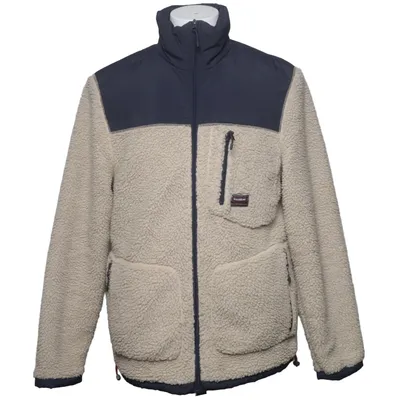 Fleece jacket (Beige, Blue) from Pull & Bear Polyamide, Polyester