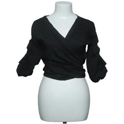 Wrap blouse (Black) from New Collection Cotton, Elastane, Nylon